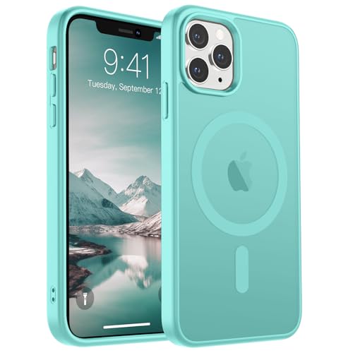 Image of SUPFINE Magnetic for iPhone 11 Pro Max Case Blue Green | (Compatible with MagSafe)(Military Grade Drop Protection)Shockproof Translucent Matte Phone Cover