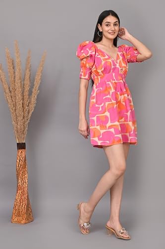 Image of IQRAAR Womens Rayon Printed Fit & Flared One Piece Dress