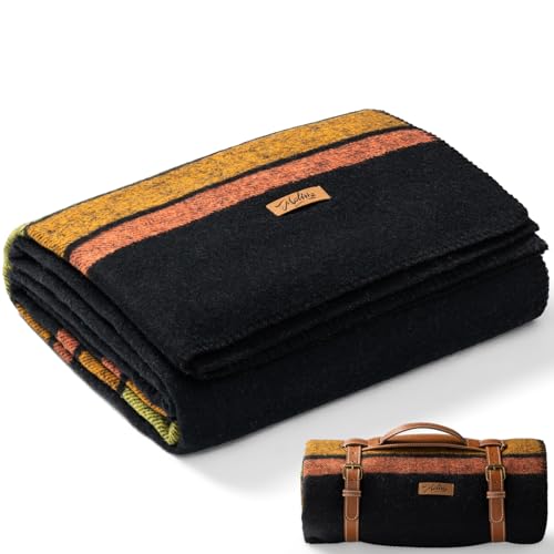 Molithe 100% Wool Blanket, 62' x 86', Warm, Thick, Washable, Military Wool Blanket, Great for Camping, Outdoors, Sporting Events, Survival Kits