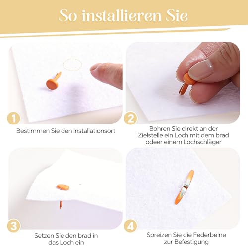 moinkerin 200 Stücke Mini Runde Brads, Musterklammern Metall Bunte Brads Verwendet für Scrapbooking Papier Briefklammern Basteln Handwerk DIY Kunsthandwerk (Farbig, 8 X 14 mm)