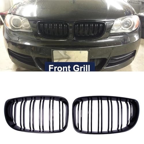Calandre avant noire brillante pour BMW E81 E87 E82 E88 double latte 2007-2011 - 2