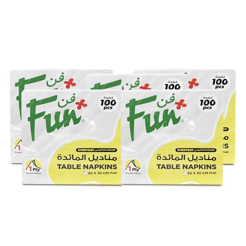 FUN BY AL BAYADER فن Promopack 1-Ply Paper Napkin Tissue Paper 30X30Cm White(Pack 100 X 5)