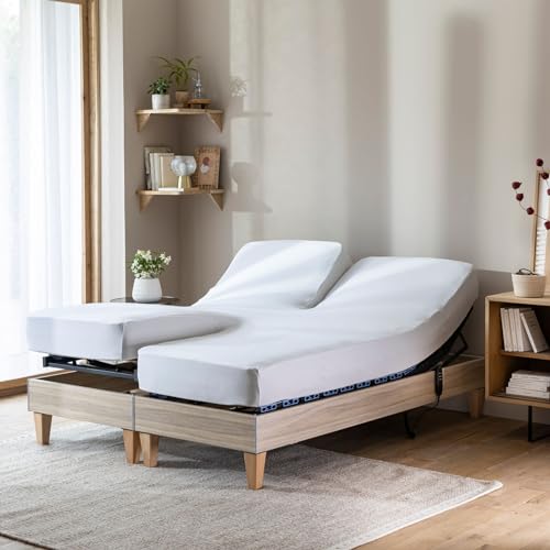 Drap Housse Blanc pour lit articulé Jersey Extensible 2x90x200