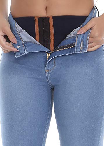 Calça Legging Cinta Push Up Super Lipo, Feminino, Sawary Jeans, Indigo, 42