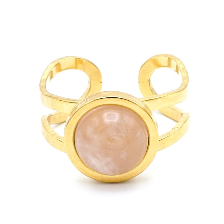 Miracles Minéraux Bague réglable en acier inoxydable et pierre naturelle (quartz rose | acier...