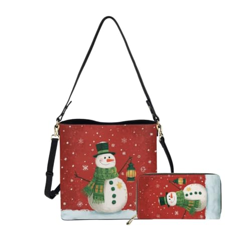 Image of HUGS IDEA Leather Purses and Handbag for Women Bucket Bag with Wrist Wallet 2 Packs