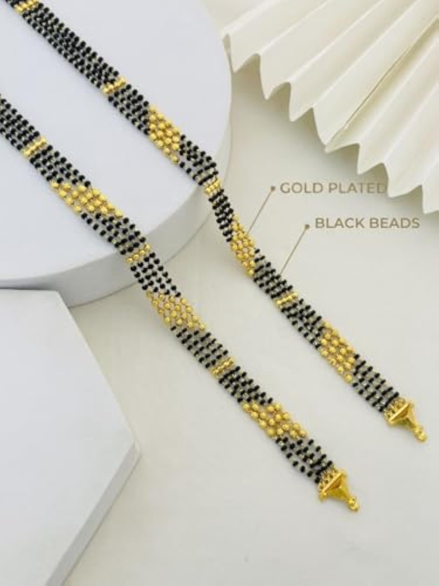 Women's Long South Indian Style Traditional Black Beads Mangalsutra Mala