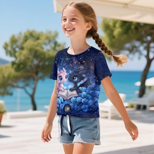 DISNIMO Girls Crop Top Short Sleeve Summer T Shirt Tie Hem Tee Shirts for Kids Cute Clothes3