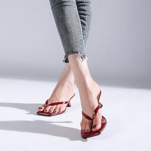 Image of Goderci Kitten Flip Flop Thong Low Heels for Women Square Open Toe Slip On Heeled Sandals