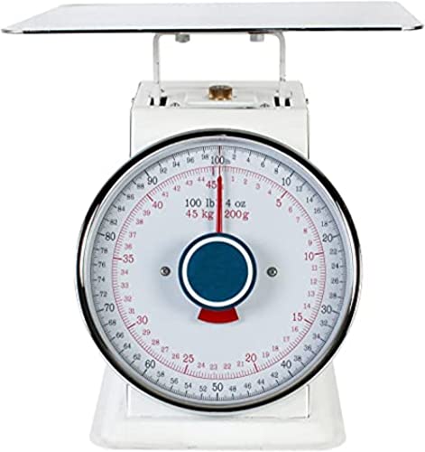 TrueCraftware- 100 lb. Mechanical Kitchen Flat Platform Weighing Food Scale- Heavy Duty Portion Control Mechanical Kitchen and Food Scale Industrial Dial Scale for Kitchens and Restaurants