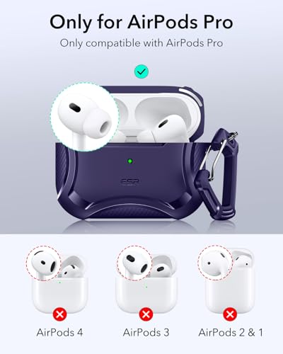 Image of ESR for AirPods Pro 2nd Generation Case Compatible with Airpods Pro Case 2nd /1st Gen (2023 /2022 /2019), Compatible with MagSafe, Powerful Drop Protection, Magnetic Lid, Purple
