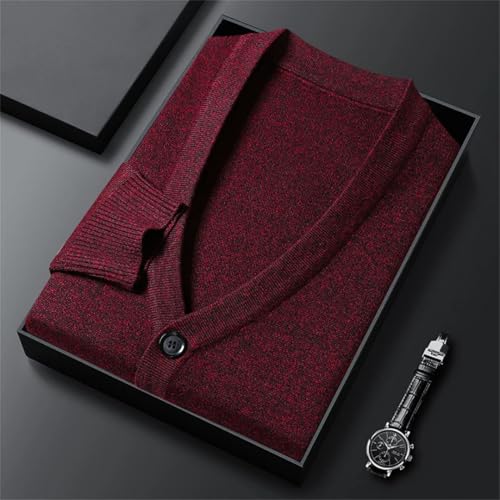 Men's Solid Color V-Neck Single Breasted with Pockets Cardigan Business Sweater3