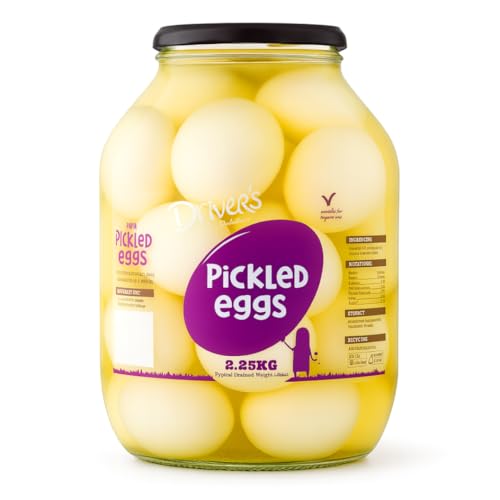 Drivers Pickled Eggs Large Jar 2.25kg Traditional Pickled Egg in Vinegar Classic British Snack in XL Pickled Eggs - High Protein Snack and Side Dish