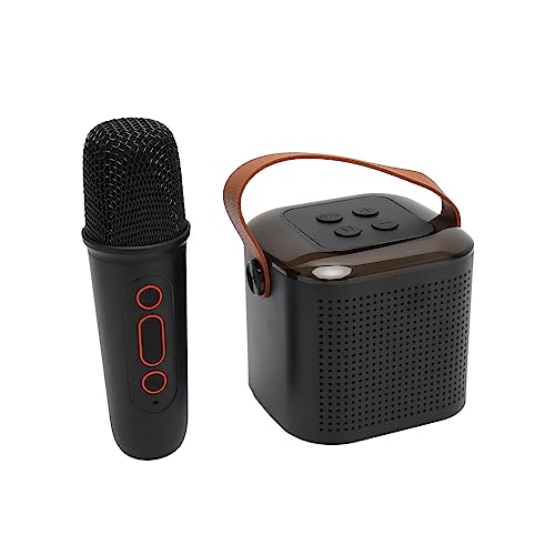 Conjunto de Microfone Com Alto-falante, Máquina de karaokê Com Luz RGB Estéreo (Preto)