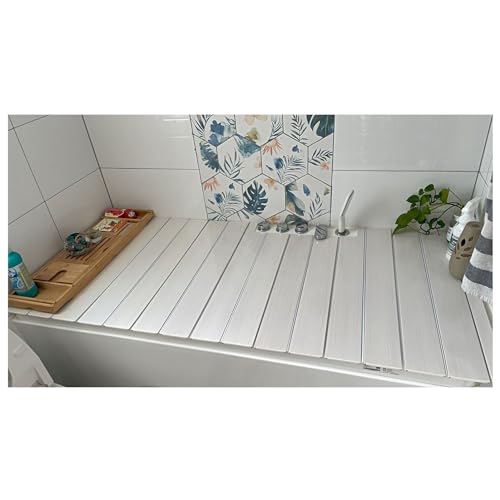Funda ajustable para bañera, plegable, a prueba de polvo, con aislamiento, bandeja de baño de 22 tamaños, reversible de 360 grados, accesorios y tablas ideales para bañera (75 x 160 x 0.6 pulgadas)