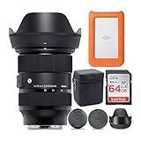 Sigma 24-70mm f/2.8 DG DN Art Zoom Full Frame Sony E-Mount Lens with LaCie Rugged Mini 1TB Hard Drive and 64GB SD Card Bundle (3 Items)