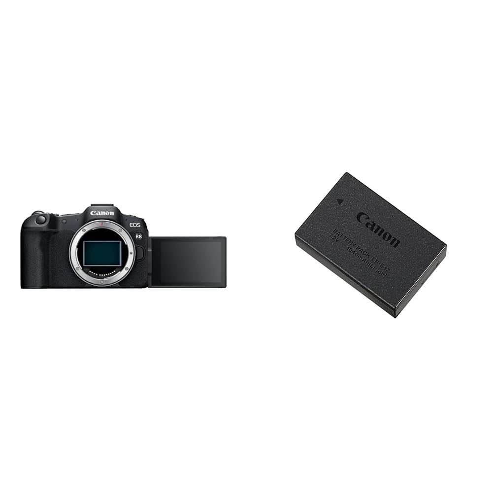 CANON EOS R8 Cámara Mirrorless Body, Cámara Evil Full Frame (24,2 MP) -6.5 EV, Vídeo 4K 60 fps, Dual Pixel CMOS AF II, Pantalla Táctil de Ángulo Variable, Negro & LP-E17 Bateria para Cámara EOS M3