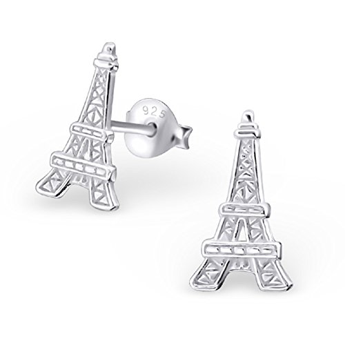 Laimons Pendientes para mujer Torre Eiffel Brillante Plata de ley...