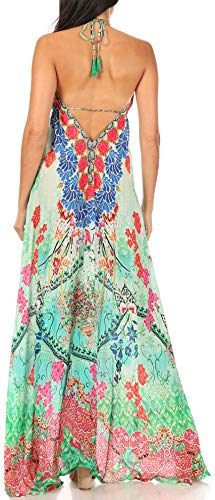 Image of Sakkas Lizi Womens Maxi High-Low Halter Handkerchief Long Dress Beach Party