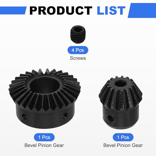 Image of uxcell 2Pcs Tapered Bevel Gears Set, 1.5 Mod 1:2 (15T /30T) Harden Steel Straight Bevel Gear, 90 Degree Steering Motor Gears, (6 /19mm Shaft Hole with Keyway)