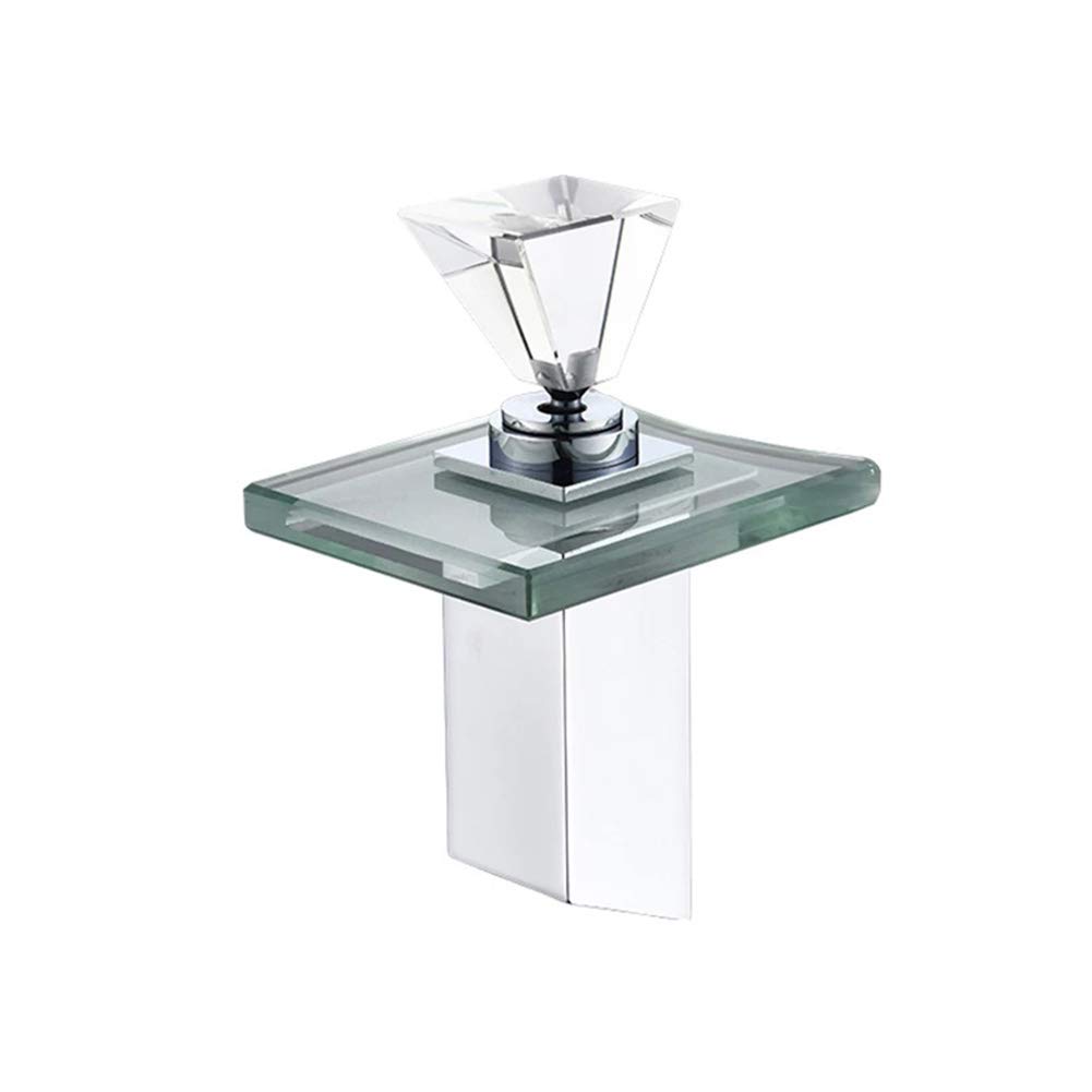 Grifo De Lavabo Cascada Con Iluminación LED Grifo Baño De Latón Con Agua Fría Y Caliente Disponible, Moderno Monomando Cromado Grifo De Cuenca Con Válvula De Cerámica, Ahorrar El Agua