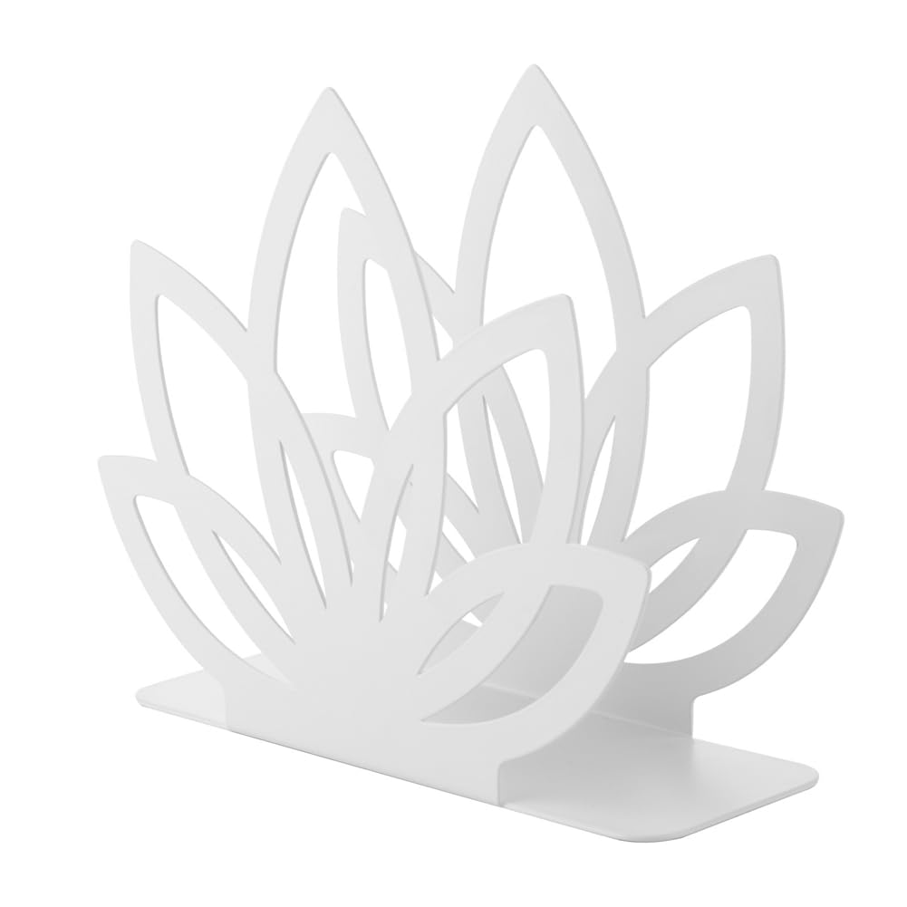 Aundhegrtt Napkin Holder Iron Decorative Metal Tabletop Paper Tissue Stand for Kitchen Dining Table White