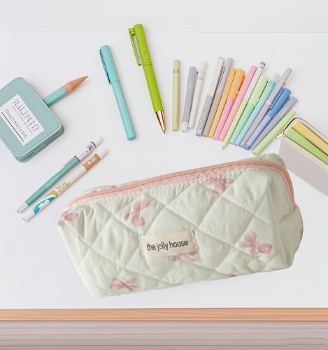 Image of Carry bloom Pencil Pouch Cute Pencil Case for Girls Aesthetic Pencil Bag with Zipper Pen Cases School Supplies Makeup Bag (butterfly pink)