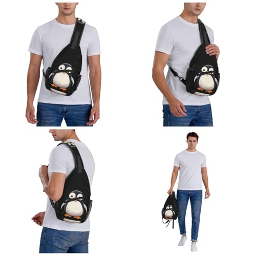 Mochila tipo sling con diseño de pingüino negro miniatura 6