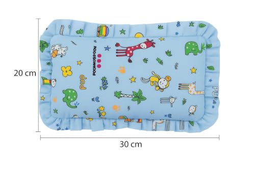 Image of Baby Pillow Jungle Print Cotton Pillow with Mustard Seed Filling (Blue)