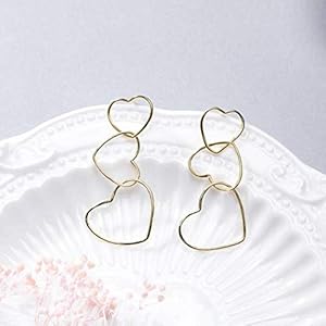 WOZUIMEI Eardrop Earring S925 Silver Heart With Heart Symmetry Stud Earrings Women &lsquo;s Mirror Gold Plated Gold Plated And Simple Earringsor, Argent 925