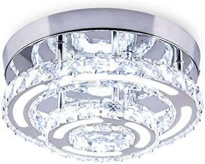 Finktonglan Modern LED Crystal Chandeliers Flush Mount 4 Rings Ceiling Light Stainless Steel - View #9