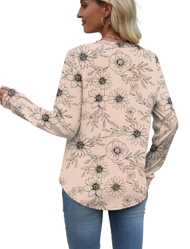 Image of WIHOLL Sweatshirt for Women Crewneck Long Sleeve Shirts Curved Hem Lightweight Sweaters Fall Clothes 2025