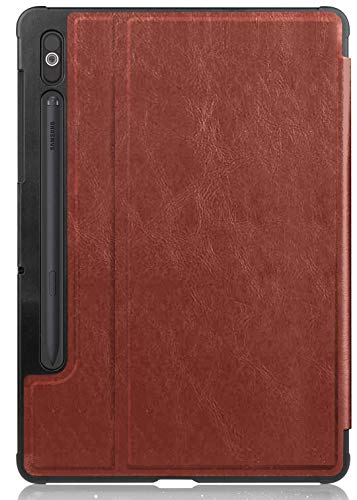 Image of Robustrion Smart Hard Back Flip Stand Case Cover for Samsung Galaxy Tab S8 / S7 11 inch SM-X700 /X706 /T870 /T875 with S Pen Holder - Dark Brown