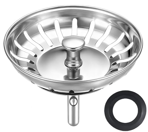 HUAERSICO Küchenspülen Abflussstopfen mit sieb Ø 79/80 mm Spülbecken stöpsel Siebkörbchen und Abflusssieb spüle küche Franke Blanco spüle zubehör Für Ablauf ab 80 mm 2 Ersatz siebkorbdichtung