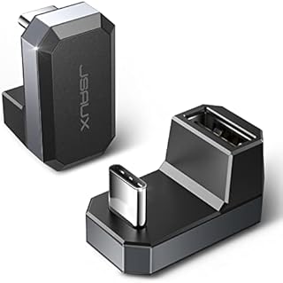 JSAUX Adapter USB-C na USB 180 stopni, 2 sztuki, wtyczka USB C na gniazdo USB 3.0, adapter OTG, kompatybilny z Steam Deck, Switch, VR i innymi laptopami, tabletami i telefonami komórkowymi - szary