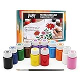 MEBY Colori per tessuti – Set di colori per tessuti con pennello, resistenti al lavaggio e colori vivaci per bambini e adulti, ideali per magliette, borse e tessuti (12 colori x 25 ml)