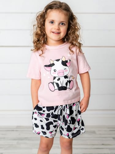 Vieille 4T Summer Outfits for Girls Cow T-Shirt Short Sets Size 5 Toddler Clothing Set — view 2