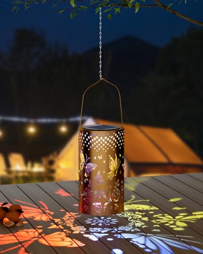 Solar Lanterns Outdoor Hanging Lights ,Waterproof Solar Table Lamps with RGB Lights,10LED 6 Color Changing Wall Lights with Remote Decoration for Garden, Yard, Patio, Porch, Lawn, Pathway 1Pack — view 3