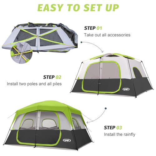 Image of UNP 2 /4 /6 /8 Person Tent, Portable Cabin Tent, Camping Tent 4-Person Easy Set Up, Waterproof with Top Rainfly for Outdoor Camping /Hiking