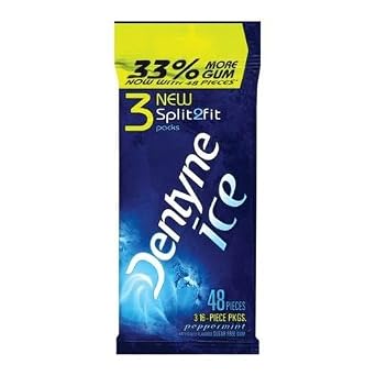 Dentyne Ice Sugar Free Gum, peppermint, 16 Count Pack of 3