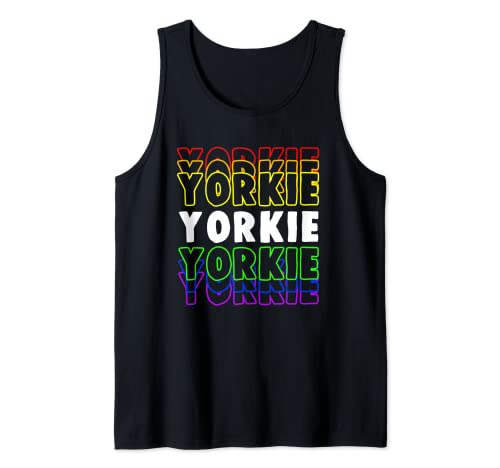 Colorido Yorkie Yorkshire Terrier Dueño Perro Cachorro Amante Mascota Camiseta sin Mangas