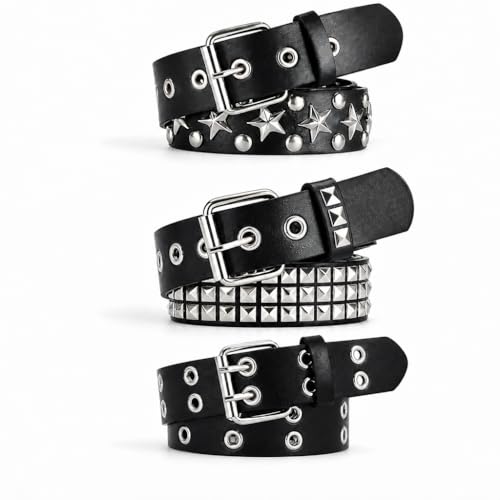 Ceintures cloutées noires en métal pour éviter les looks fades grâce au style punk rock