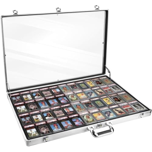 Karten-Vitrine, groß, Aluminium, 86,4 x 55,9 cm, Karten-Vitrine mit Griff, Sportkarte/TCG/Schmuck-Präsentationsbox, Silber