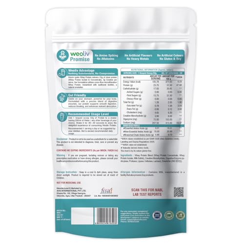 Image of Ignite Whey Protein Powder 1kg | 25g Protein + 3g Creatine Per Serving | Blend of Whey Isolate & Concentrate | 5X Digestive Enzymes | Low Carb, Fast Absorbing | NABL Lab Tested | Unflavoured