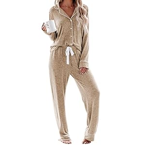 Aamikast Women’s Pajama Sets Long Sleeve Button Down Sleepwear Nightwear Soft Pjs Lounge Sets