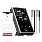 Typhur Sync Smart Wireless Meat Thermometer - 4 Probes 6 Sensors, 122m Bluetooth 5.3, Stable Unlimited Range WiFi Monitoring, IPX8 Waterproof for BBQ Grill Oven Smoker Air Fryer Food Cooking Kitchen
