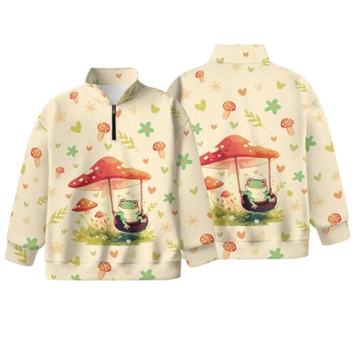 Girls Long Sleeve 1/4 Zip Pullover Sweatshirt Trendy Streetwear Top for School Casual Outing Sports Sizes 5-14Y