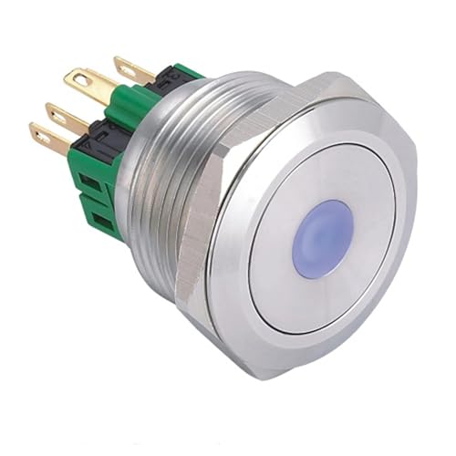 Interrupteur à bouton-poussoir 28 mm 12V blanc bistable 1NO1NC pour panneau électrique
