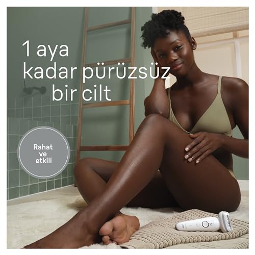 Braun Silk-épil 9, depilator damski/depilator do długotrwałego usuwania włosów, nasadka do golenia, nasadka trymera, 9-041, biały/srebrny