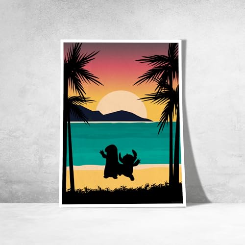Affiche Lilo et Stitch pour égayer un mur vide coucher de soleil plage